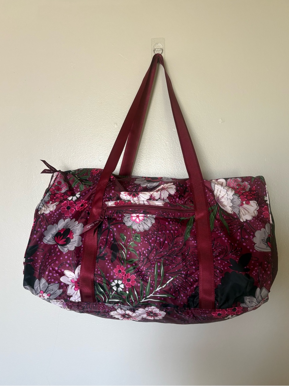 Vera Bradley Burgundy Floral Travel Duffel Weekender Bag